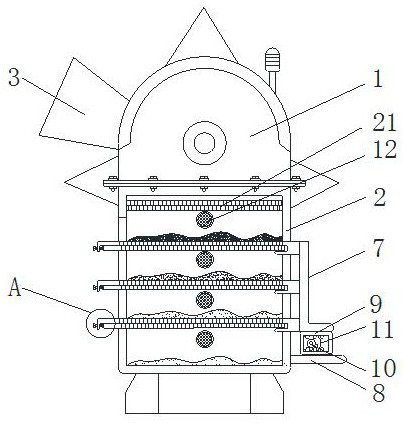 Crushing, screening and magnetic separation device for high-purity quartz powder