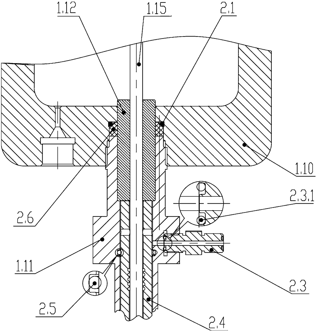 A loading and measuring device for a full-sea depth simulated friction and wear test bench