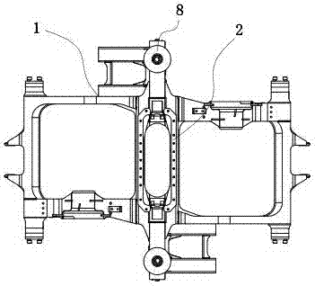 Backbone type double-axle power bogie for straddle type monorail vehicle