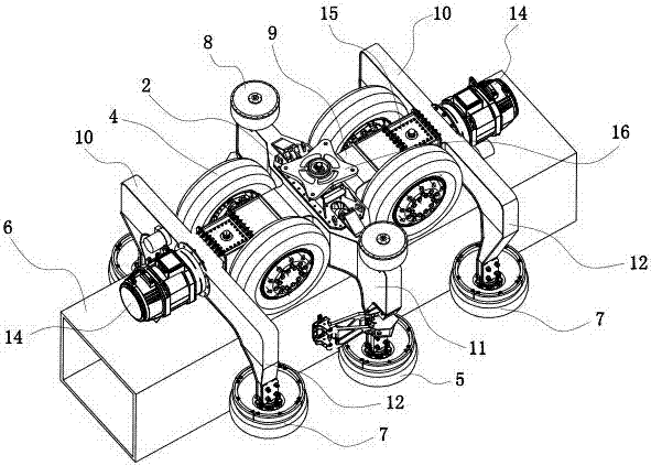 Backbone type double-axle power bogie for straddle type monorail vehicle