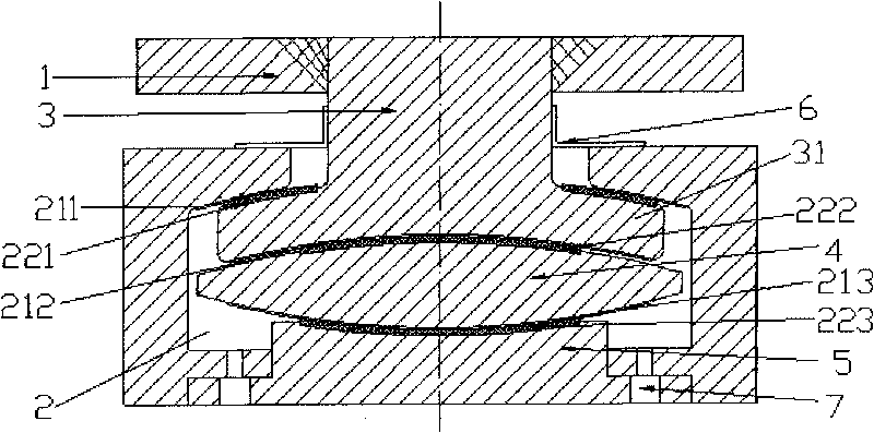 Damping and tensile support with double curved surface