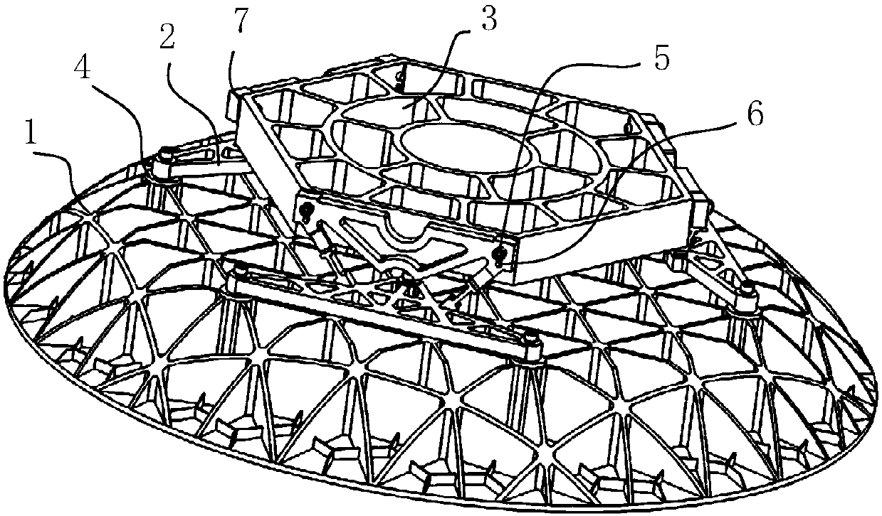 Large-caliber optical reflector with back flexible supporting structure