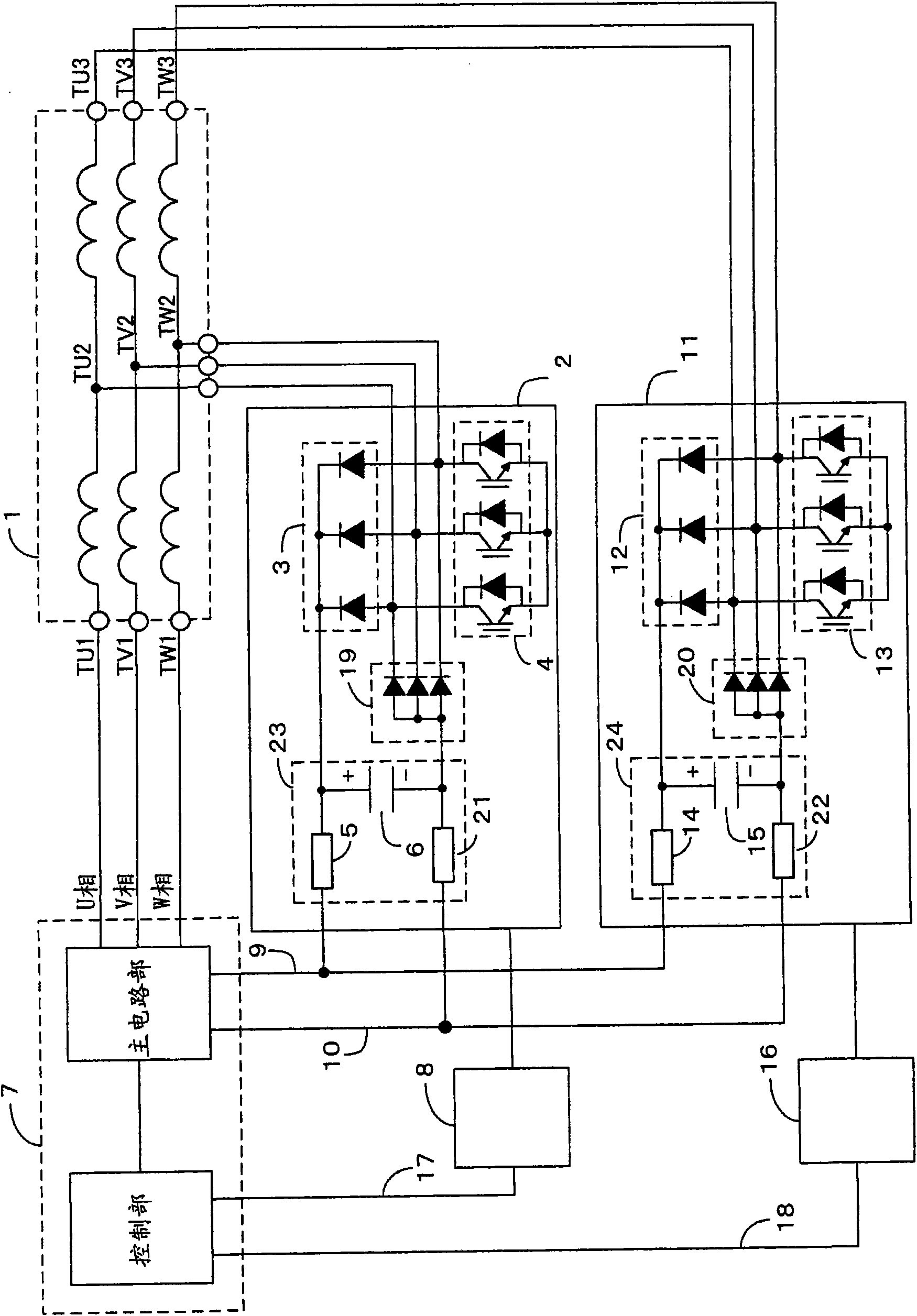 Winding change-over switch of three-phase AC motor