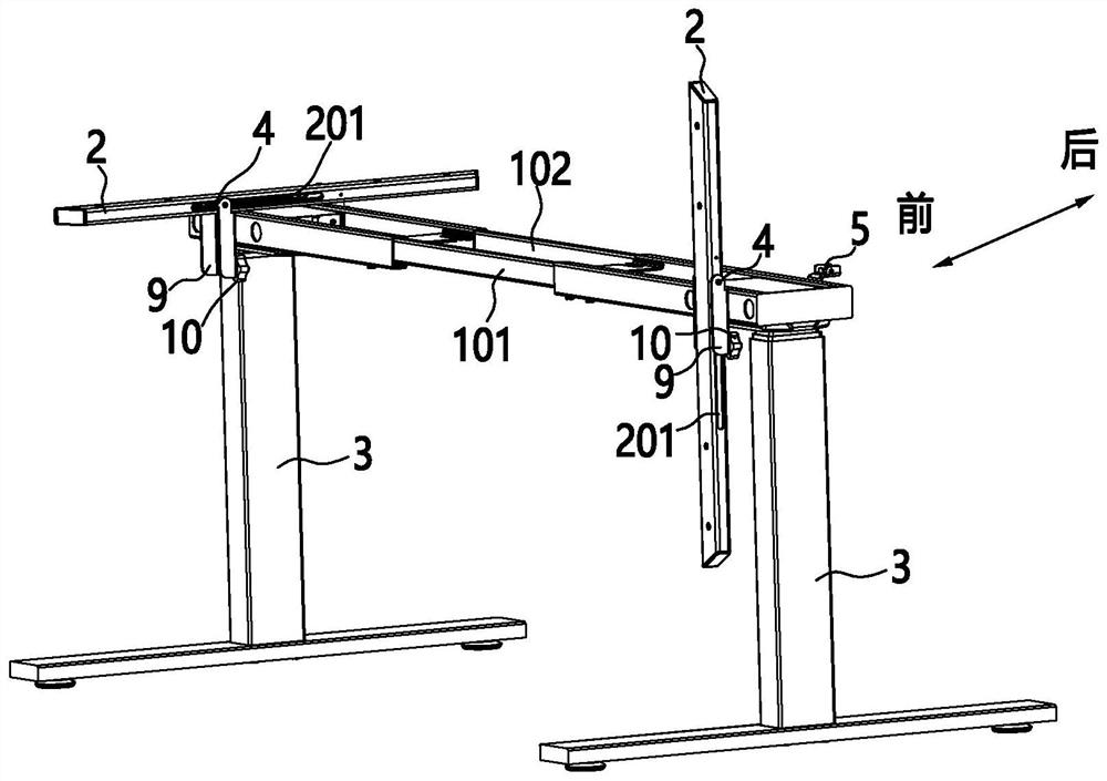 Turnover table frame and table