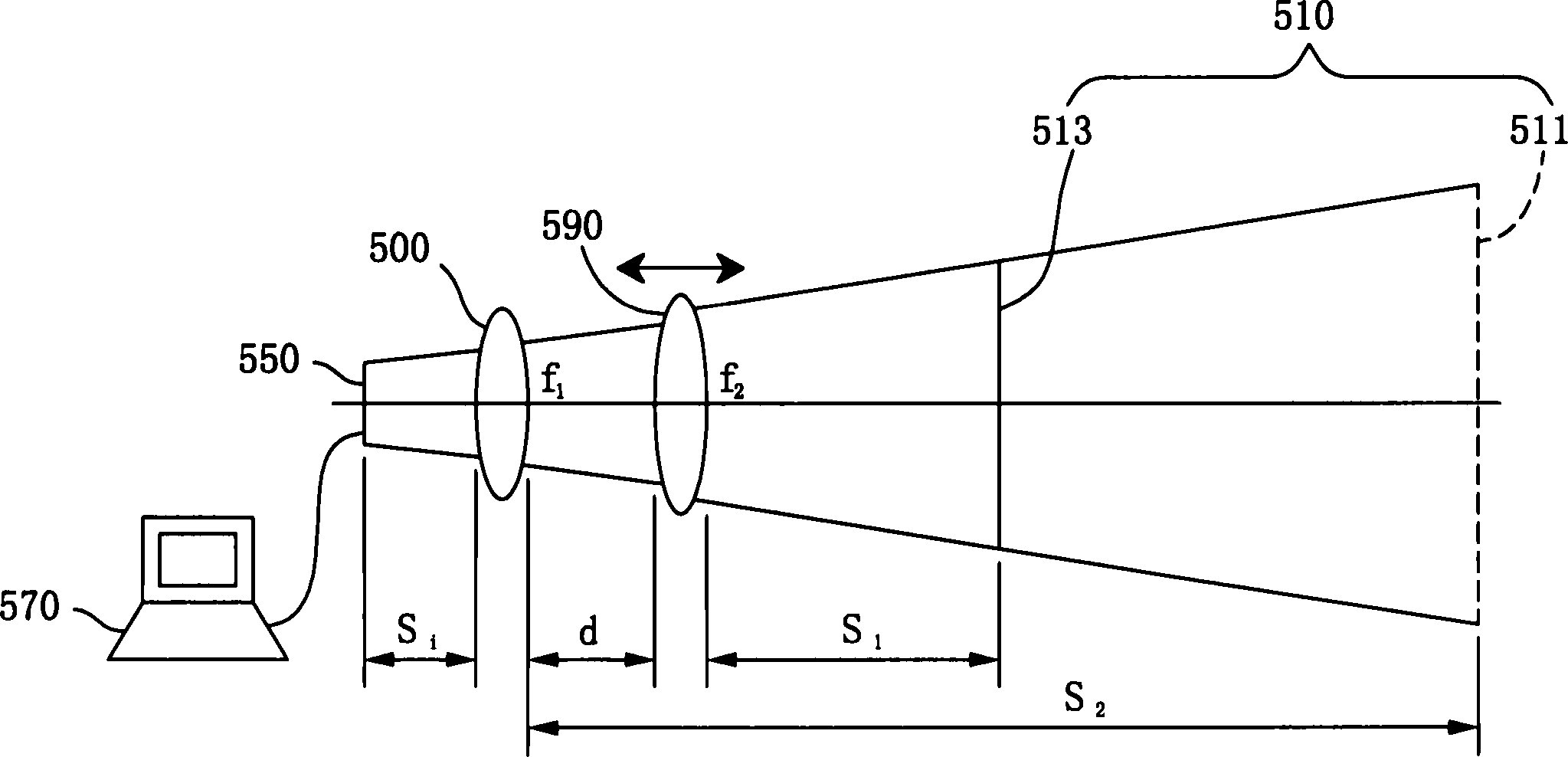 Optical system capable of shortening optical path and lens imaging quality detection system