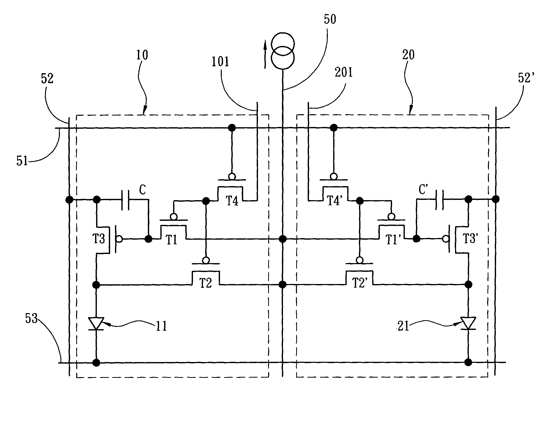 Current driving apparatus and method for active matrix OLED