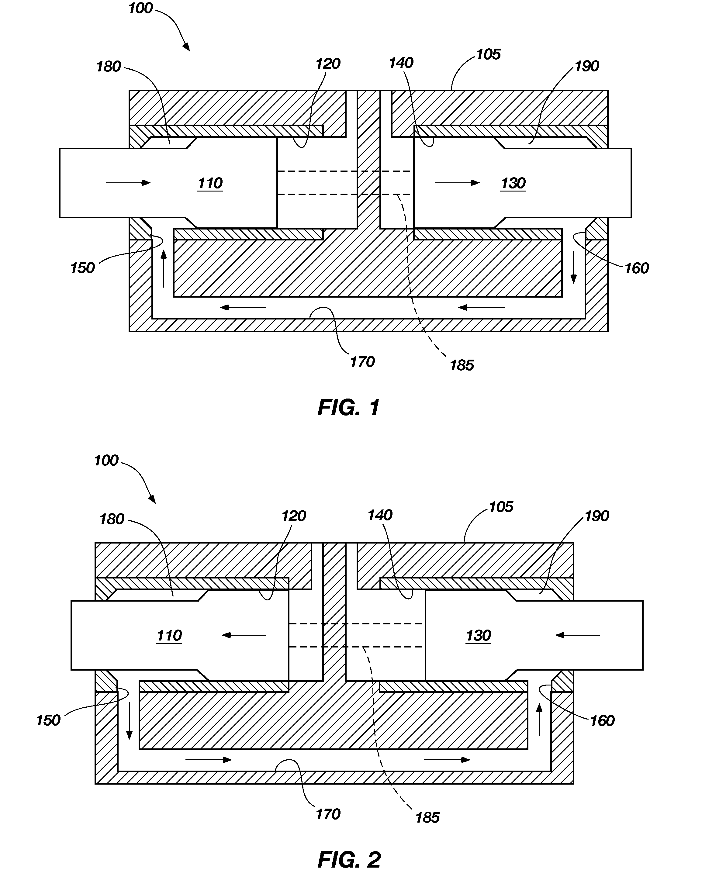 Piston systems having a flow path between piston chambers, pumps including a flow path between piston chambers, and methods of driving pumps