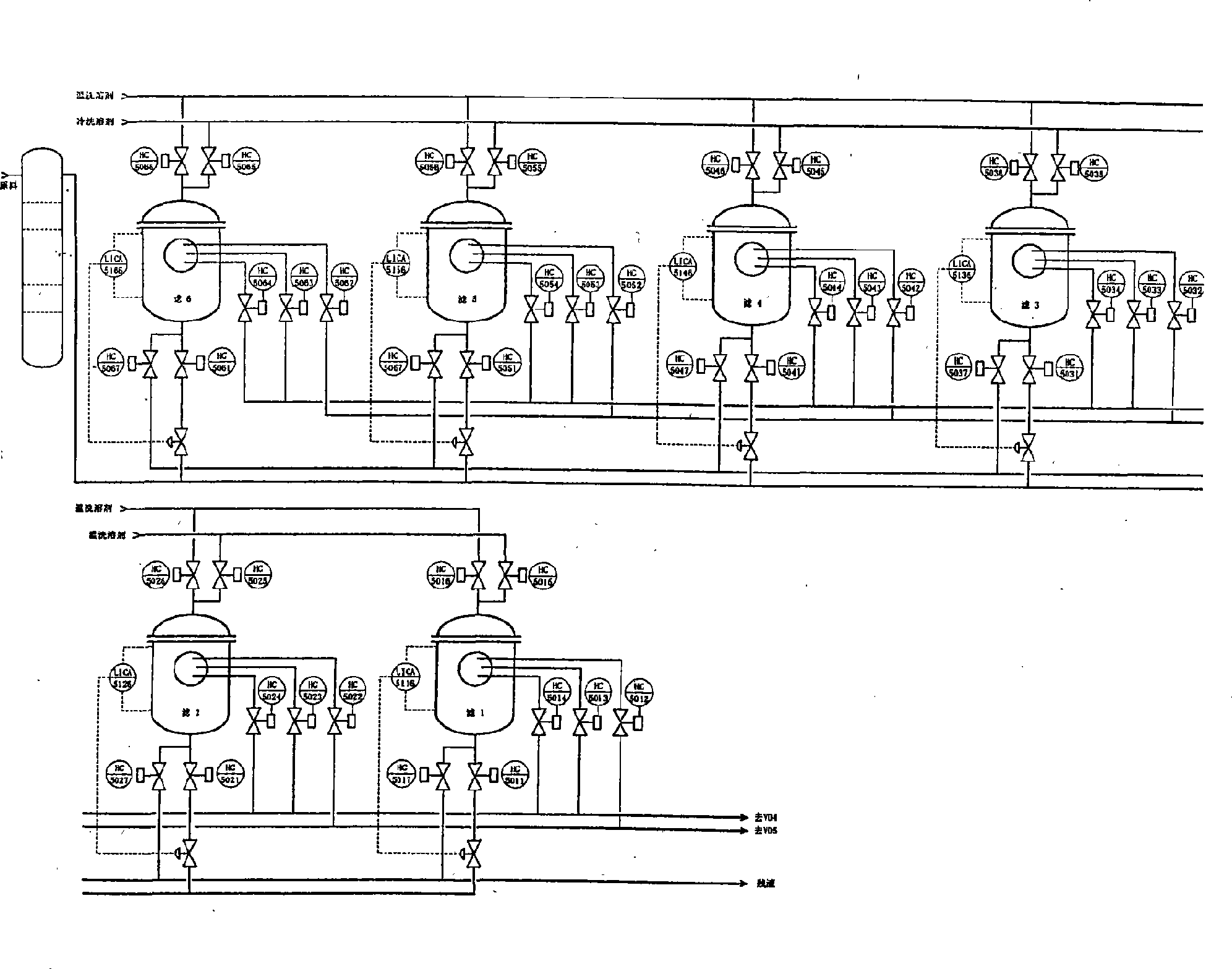 Warm washing automatic control system of filtering machine of refinery ketone-benzol combination unit