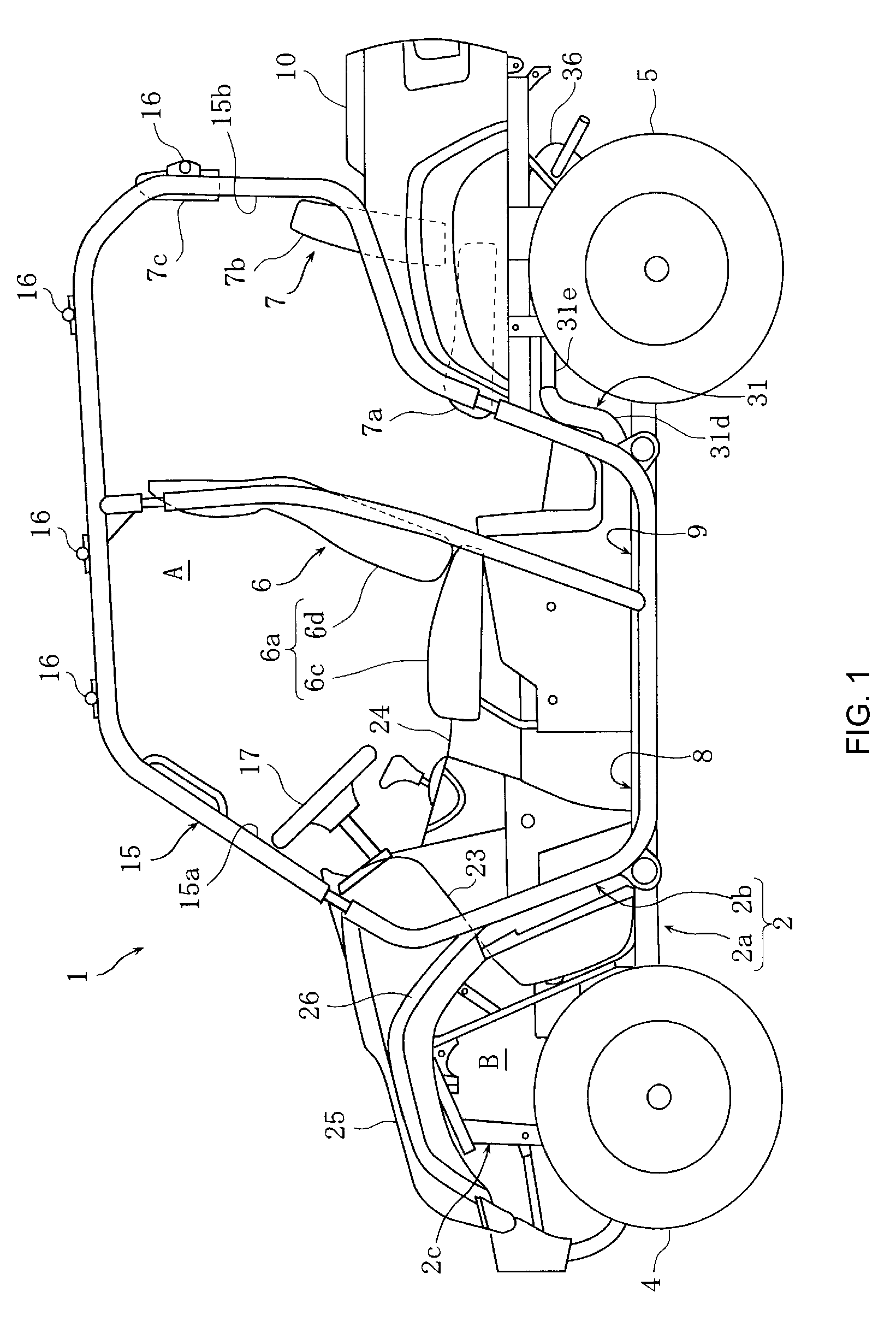 All terrain vehicle with improved air intake