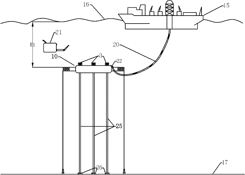 Riser support device under ultra-deep sea water