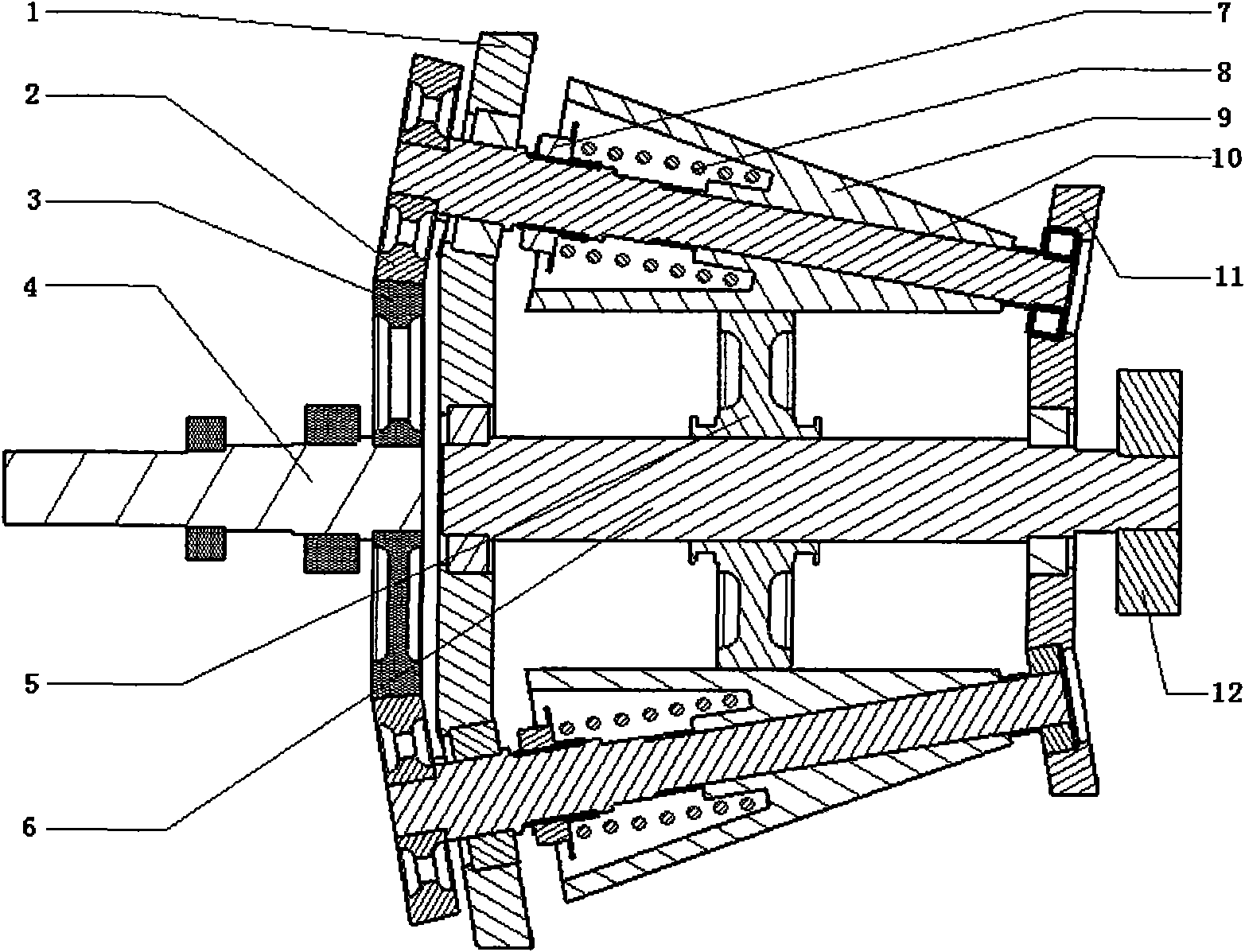 Stepless speed change device of circularly arranged cone pulleys