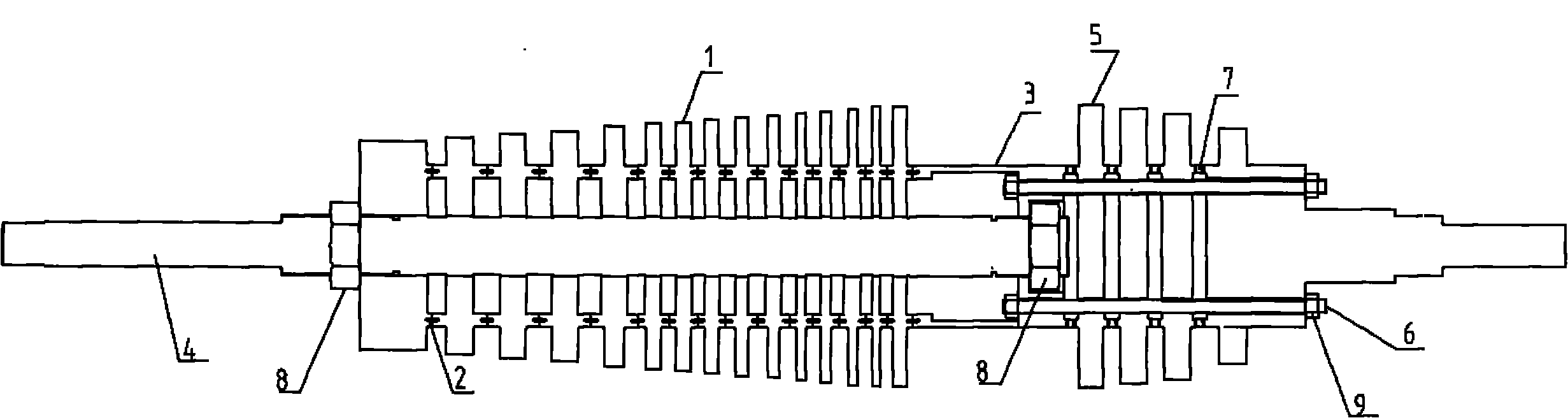 Disc-type rod fastening rotor structure for heavy-duty gas turbine