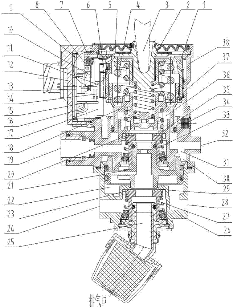 Main brake valve with electronic-control pneumatic-control dual-circuit signals