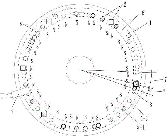 Turntable sensing element with adjustable magnetic fluxes of magnetic blocks and points