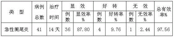 Medicine for treating appendicitis and preparation method thereof