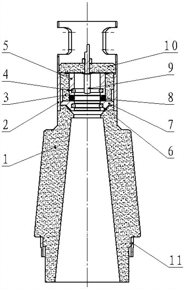 Novel ceramic conical assembly equipped with annular spring