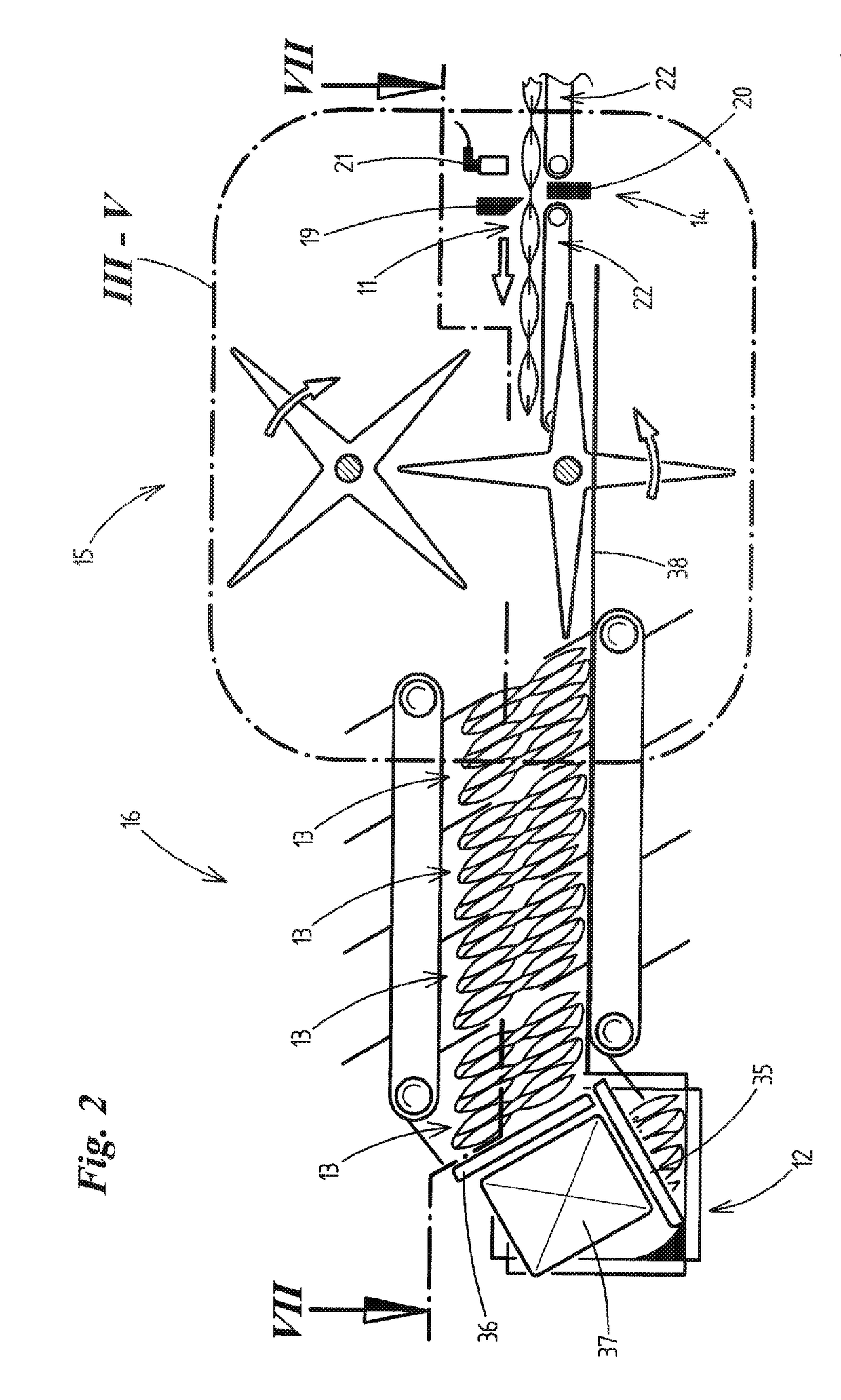 Method and device for handling bag chains