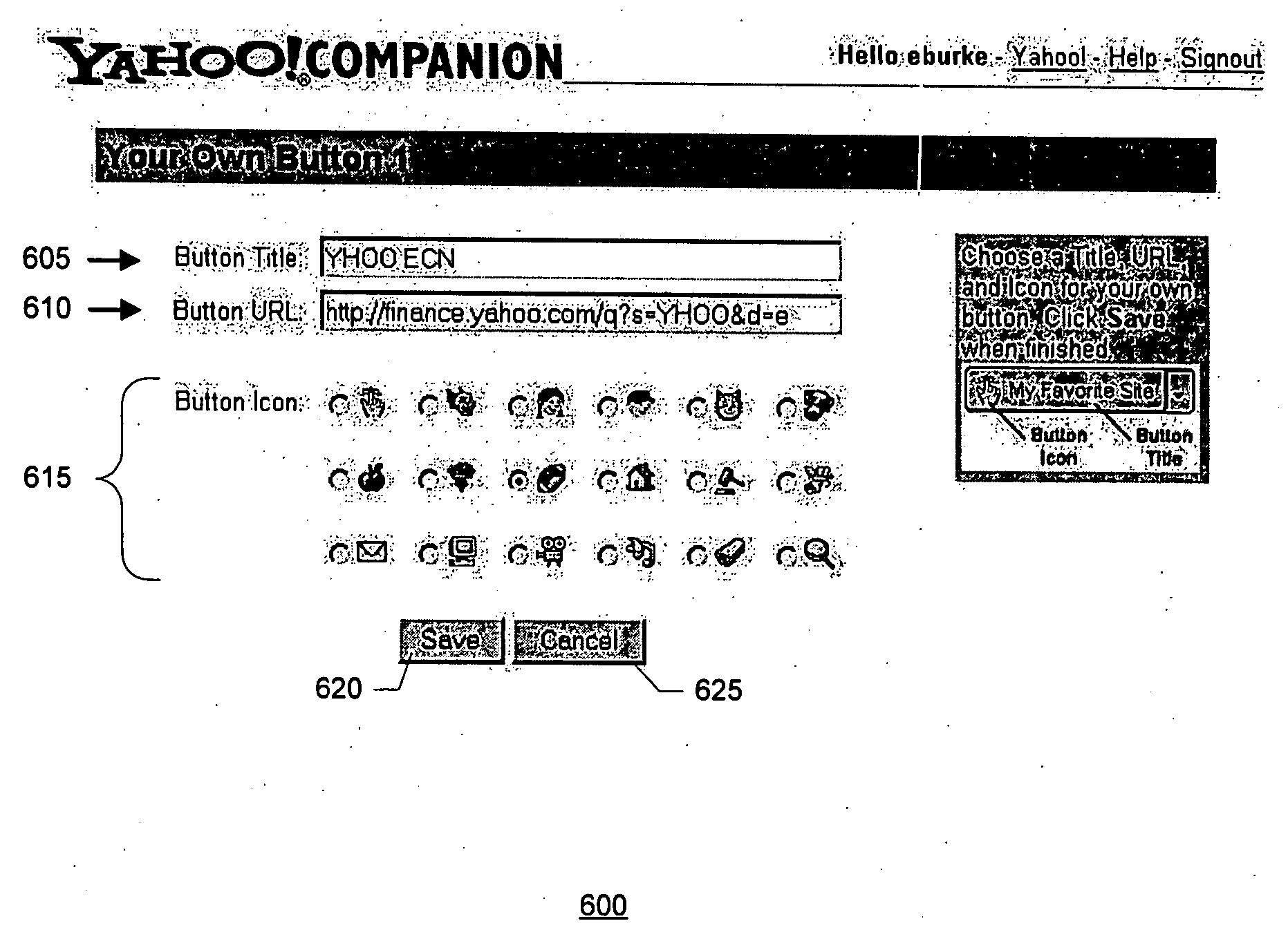 Method and system of providing customizable buttons