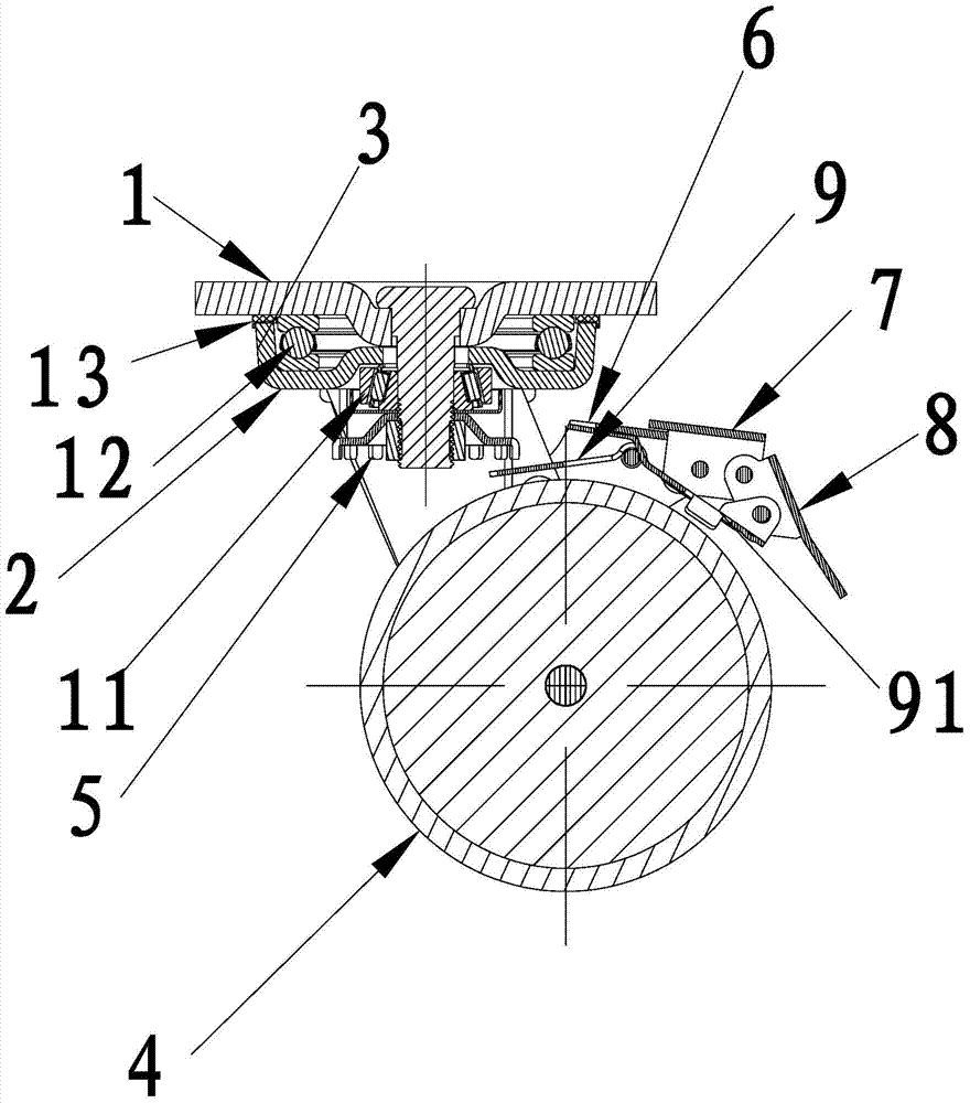 Universal wheel with brake device