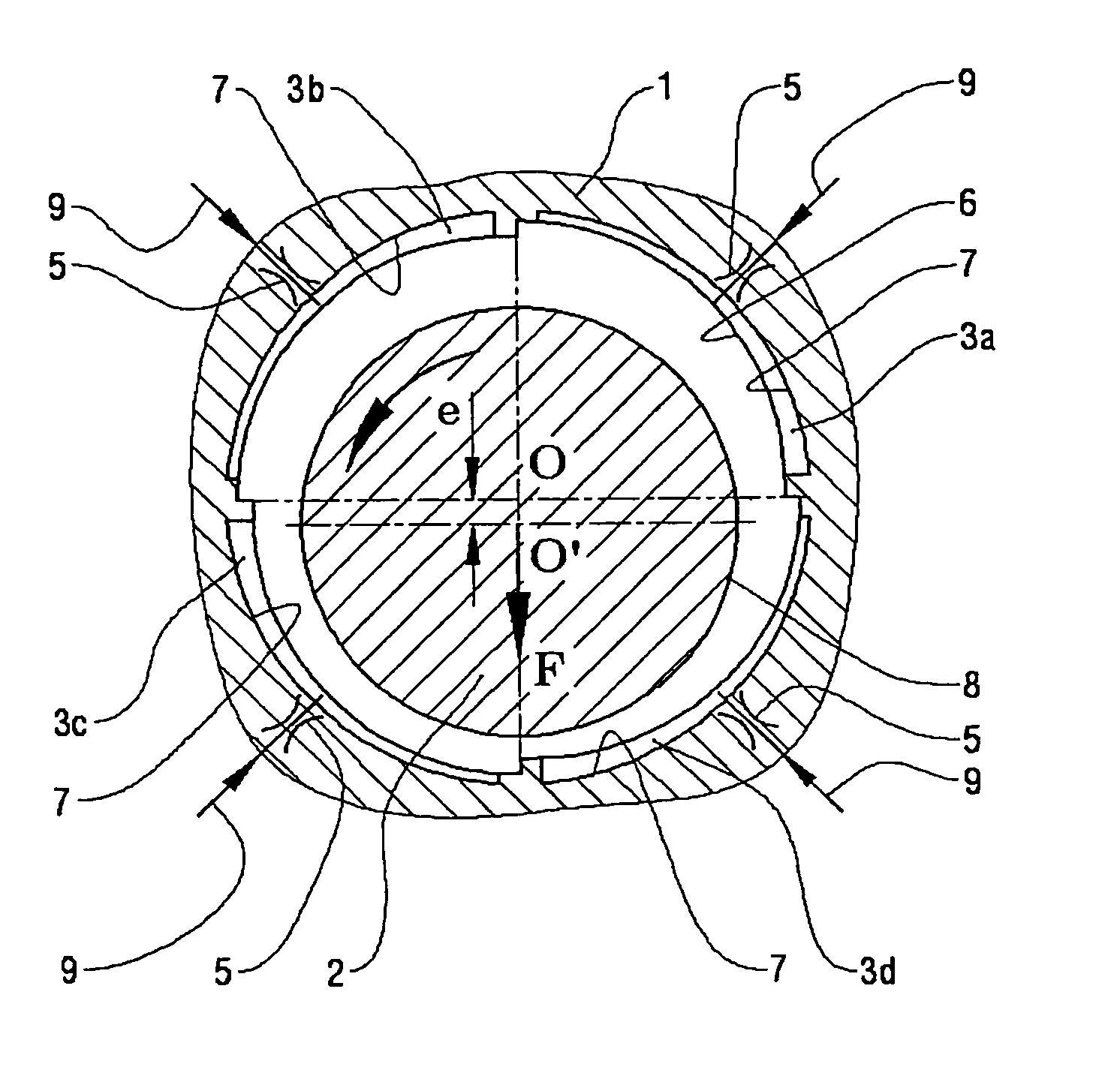 Hybrid hydro (air) static multi-recess journal bearing