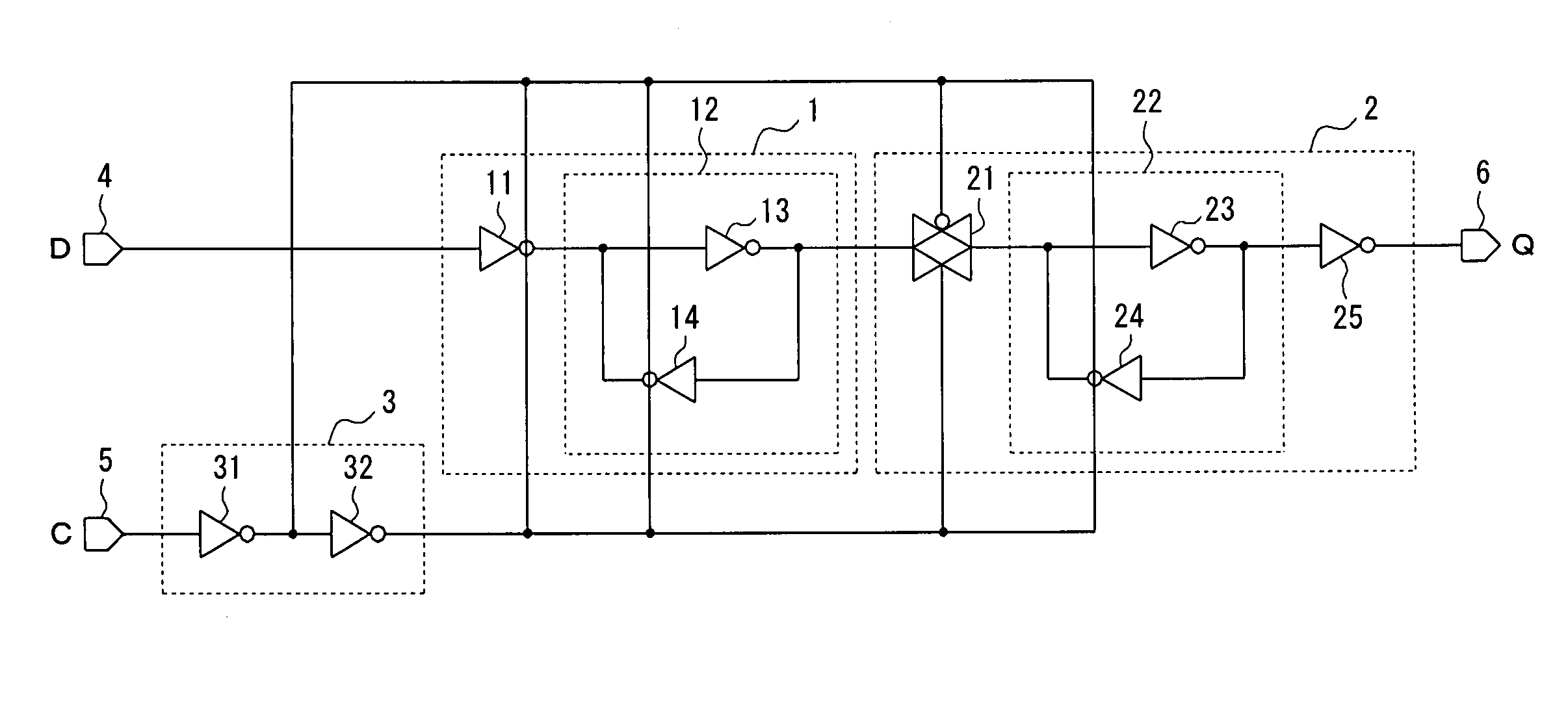 Master-slave type flip-flop circuit