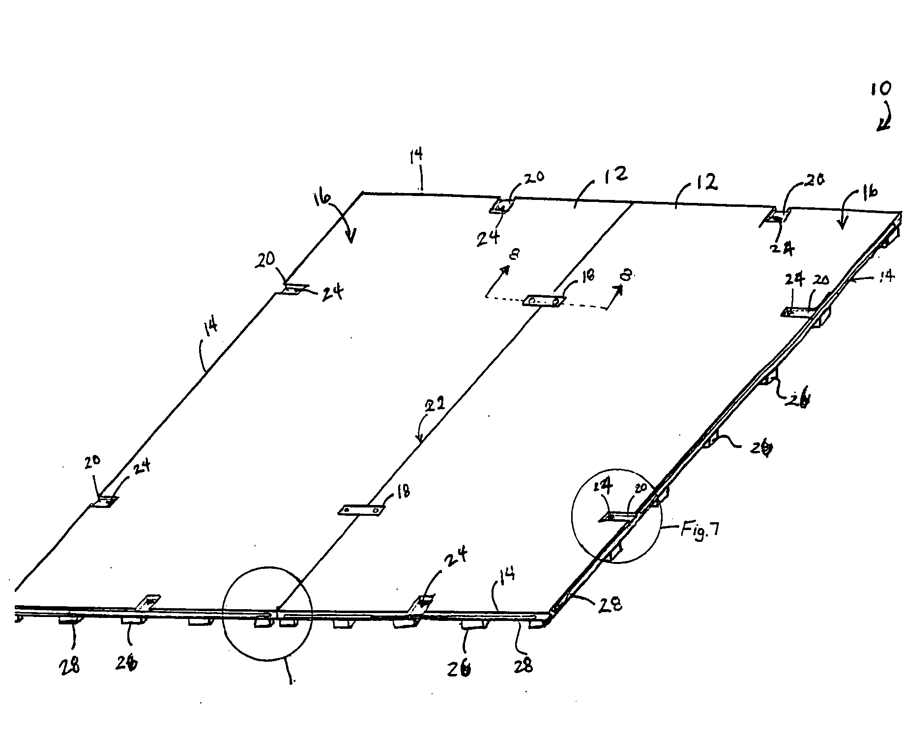 Attachment system for a modular flooring assembly