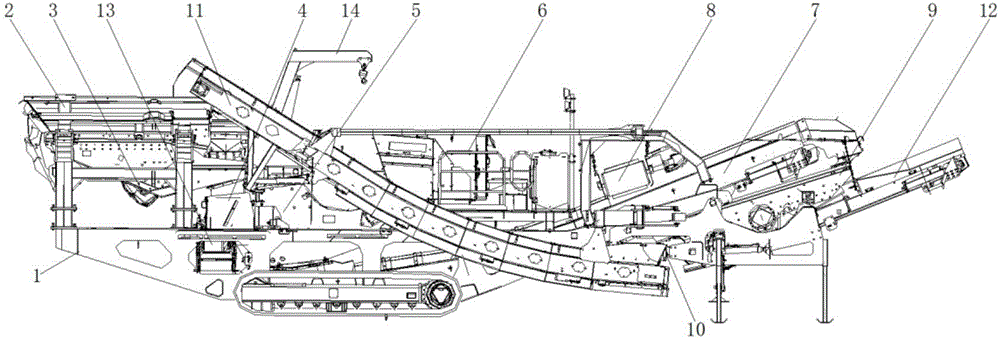 Crawler belt moving jaw-type crushing and screening station