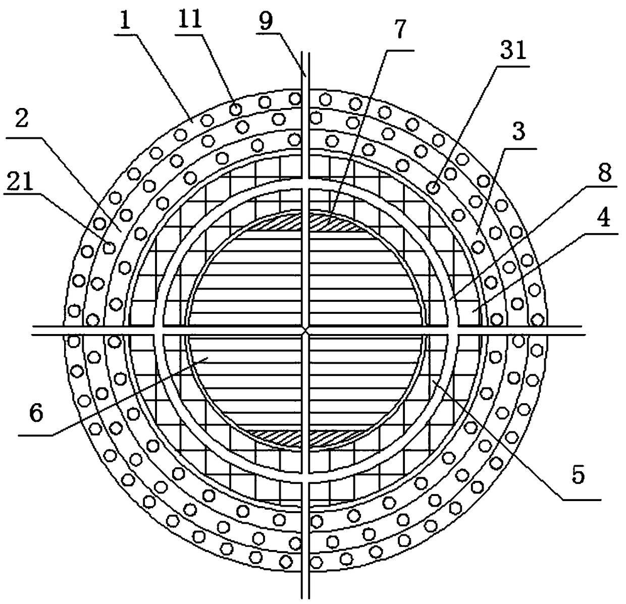 Multilayer annular agricultural ecological environment protection system for pig breeding and planting