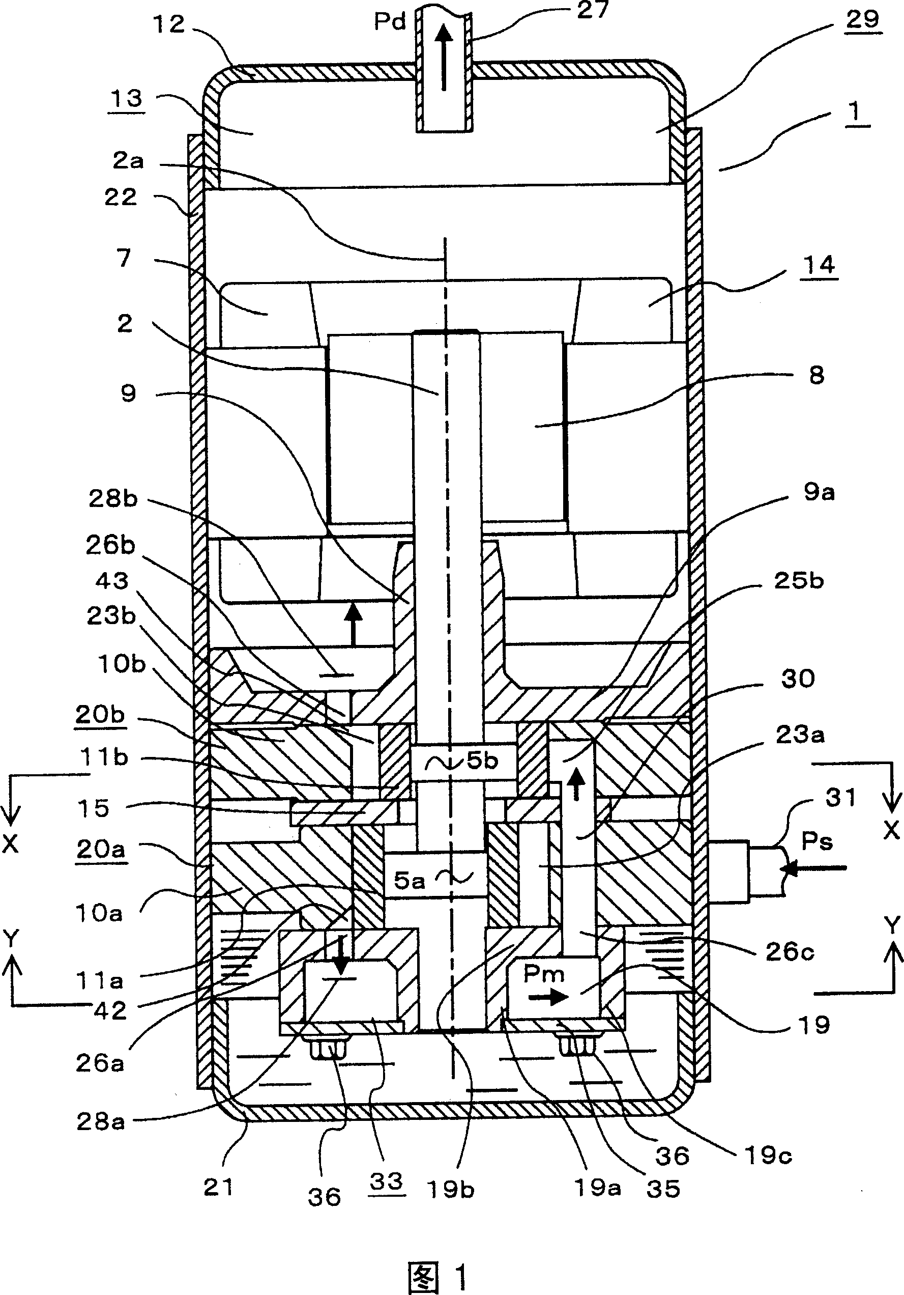 Hermetic two-stage rotary compressor