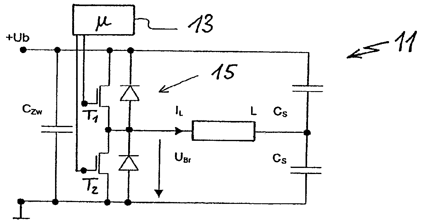 Method and arrangement for the power supply of an induction heating device