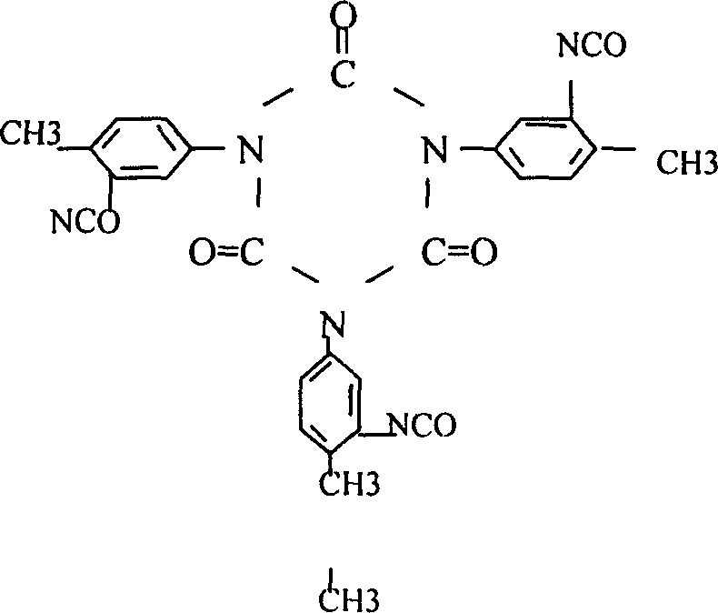 Preparation of dissolvable curing agent for tripolymer of toluene diisocyanate