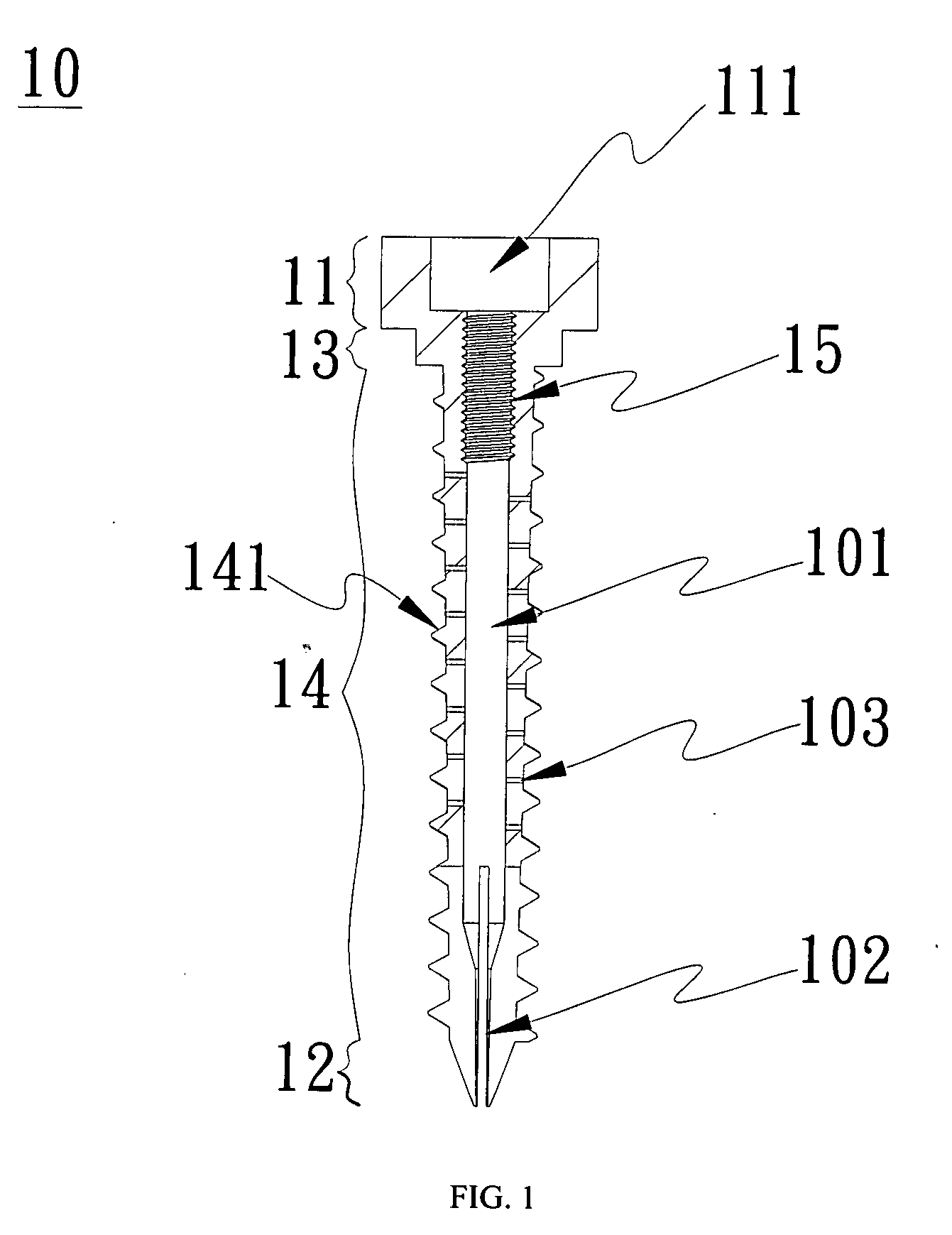 Expansion screw set and hollow nail and interior nail thereof