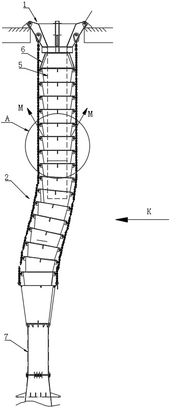 Working method of overlapped elephant trunk device