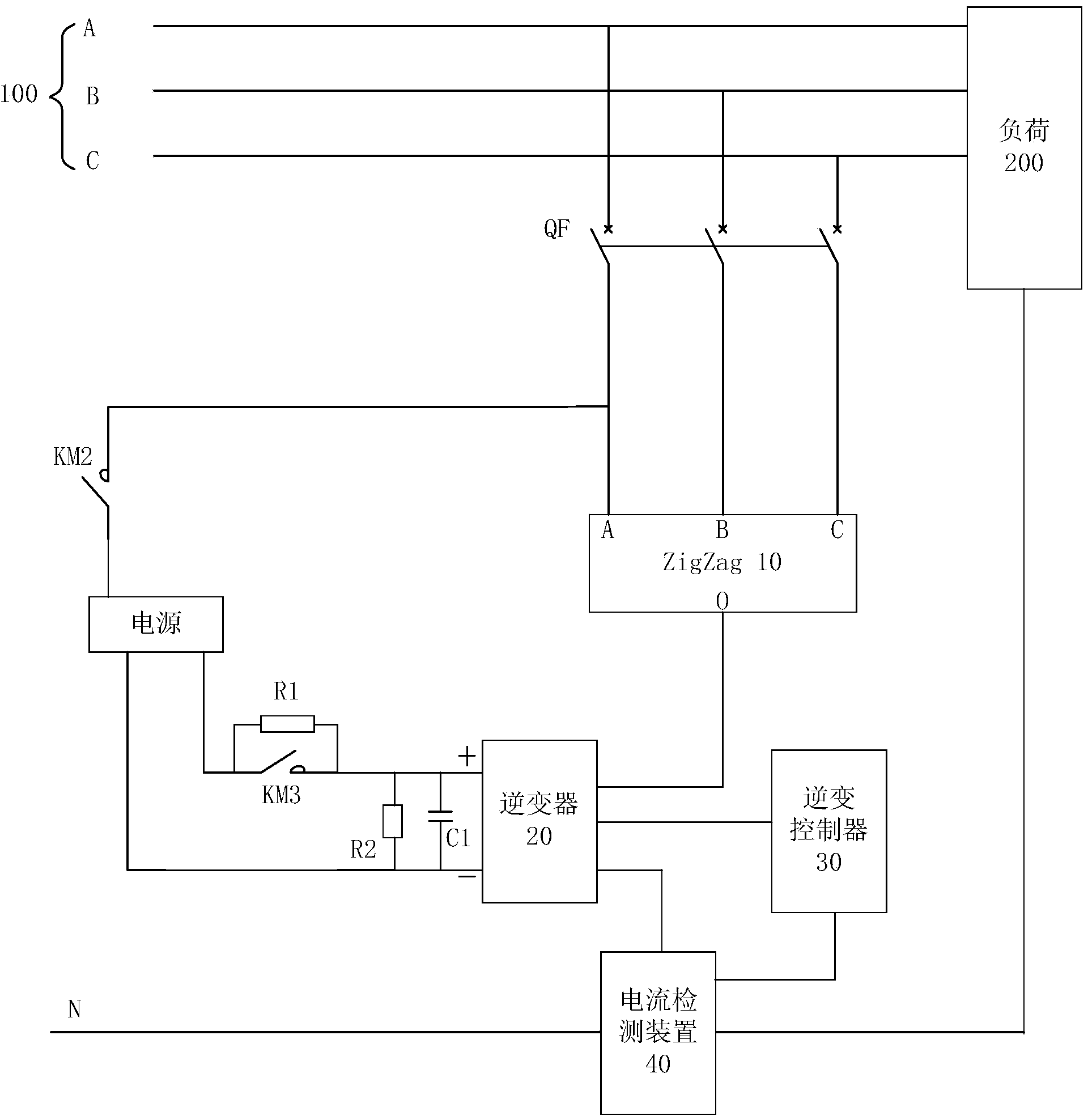 Zero sequence current compensation system of low voltage distribution network