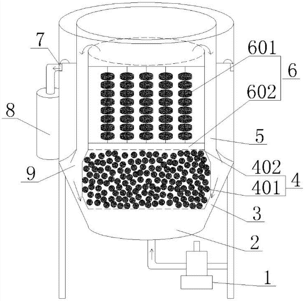 A vertical integrated sewage treatment device