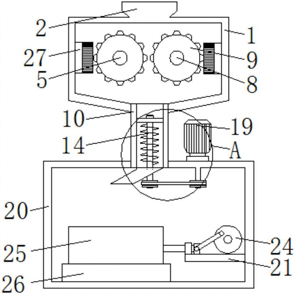 Crushing device for urban garbage disposal