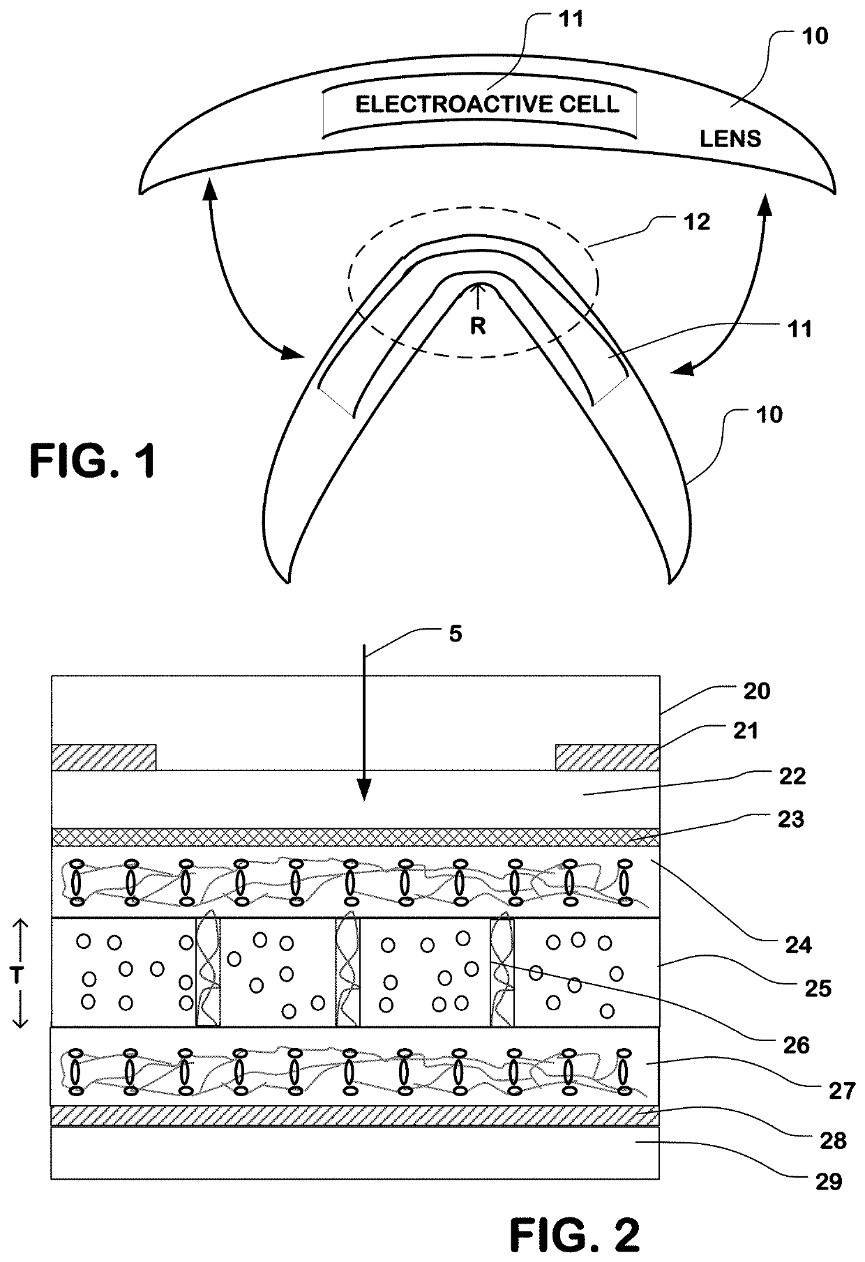 Flexible, adjustable lens power liquid crystal cells and lenses