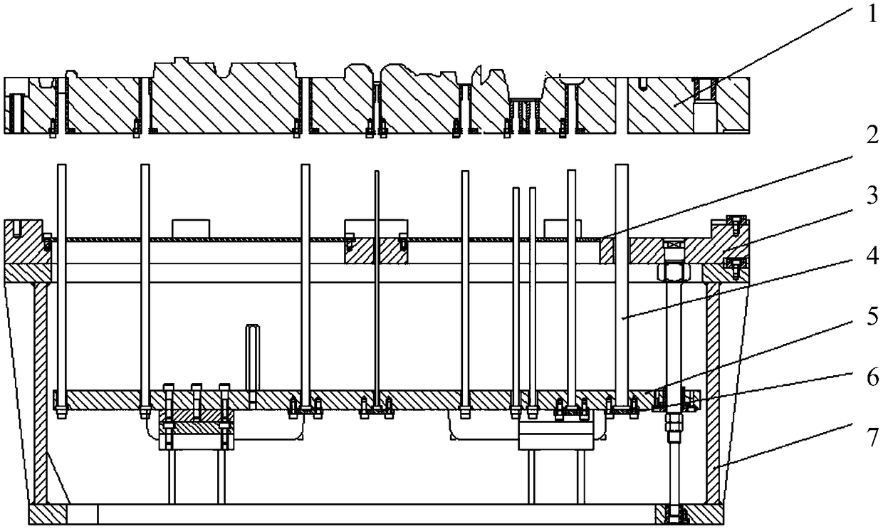 Centralizing mechanism of lower ejector core rod for sand casting die