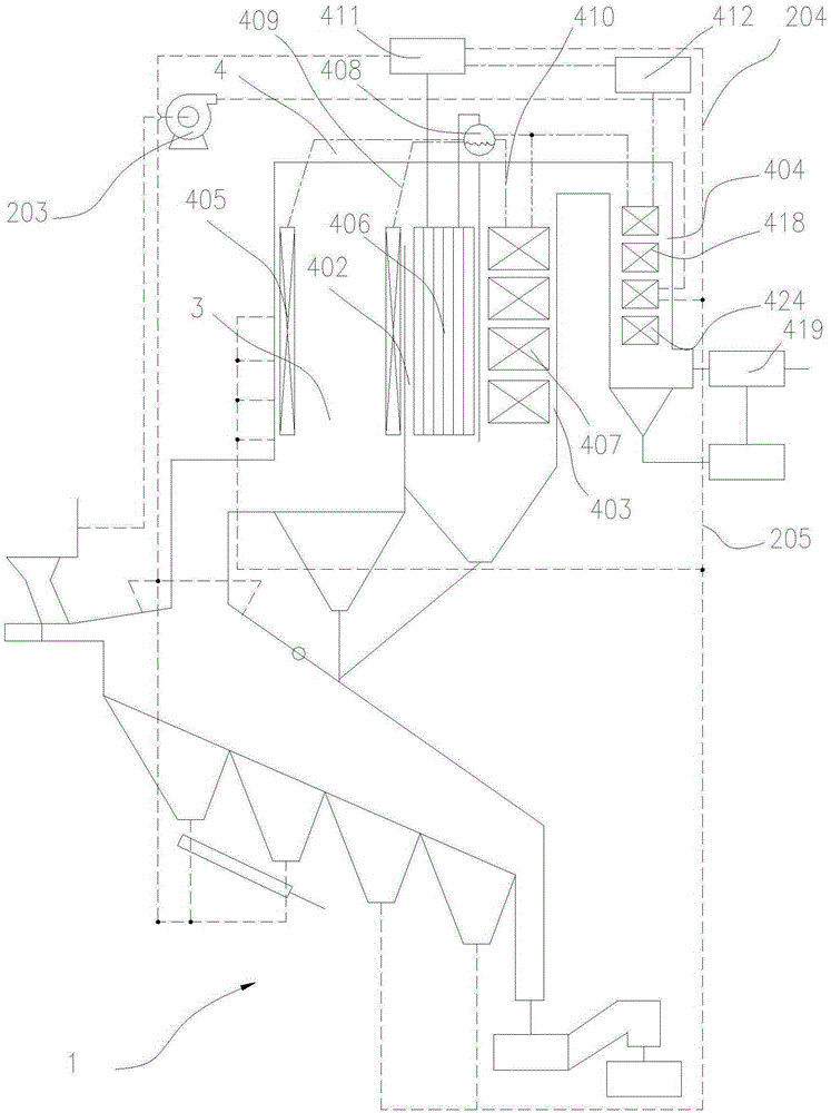 Mechanical grate-type garbage single-furnace gasifying incineration and boiler system