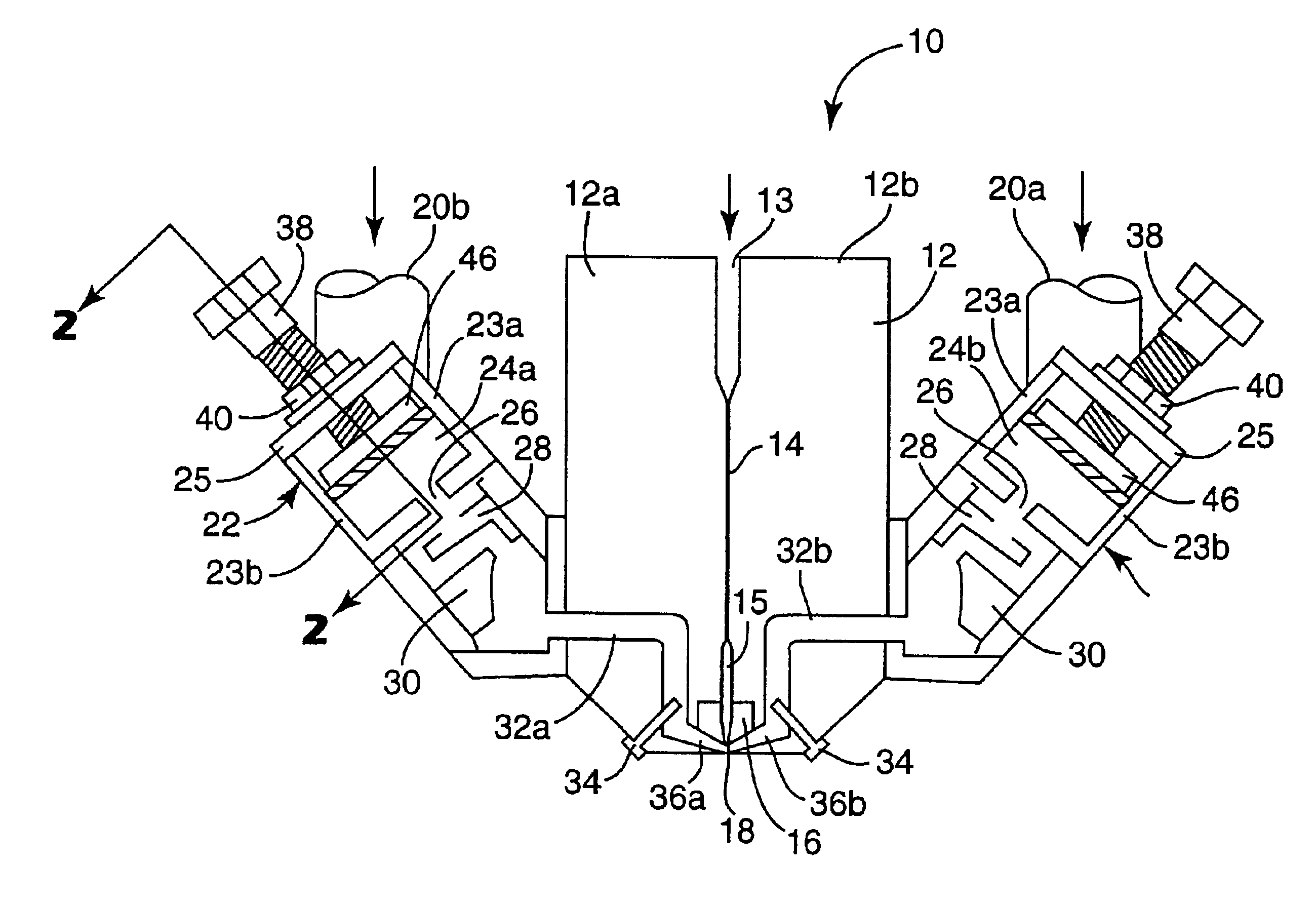 Attenuating fluid manifold for meltblowing die