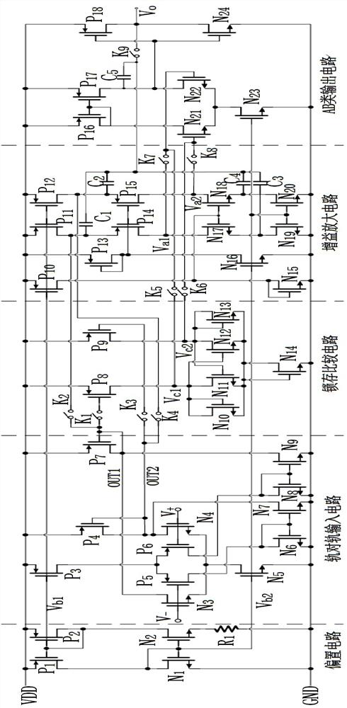 A rail-to-rail operational amplifier switchable to comparator mode