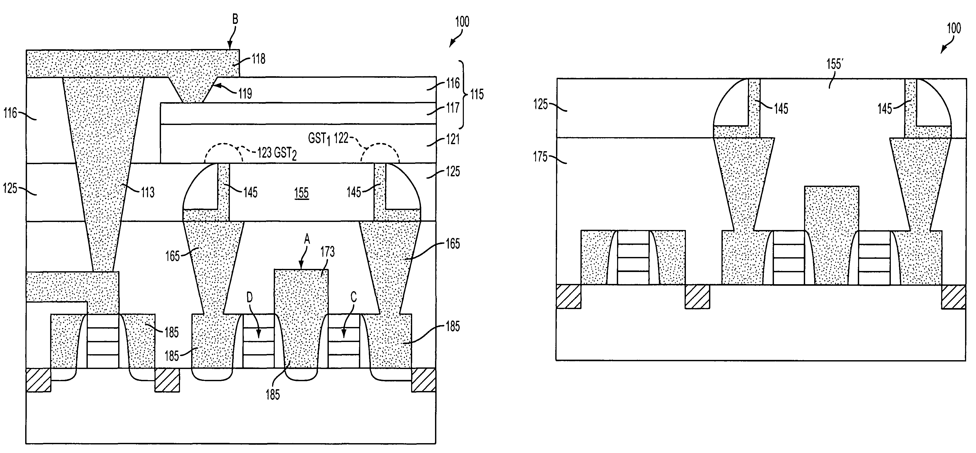 Variable resistance memory device having reduced bottom contact area and method of forming the same