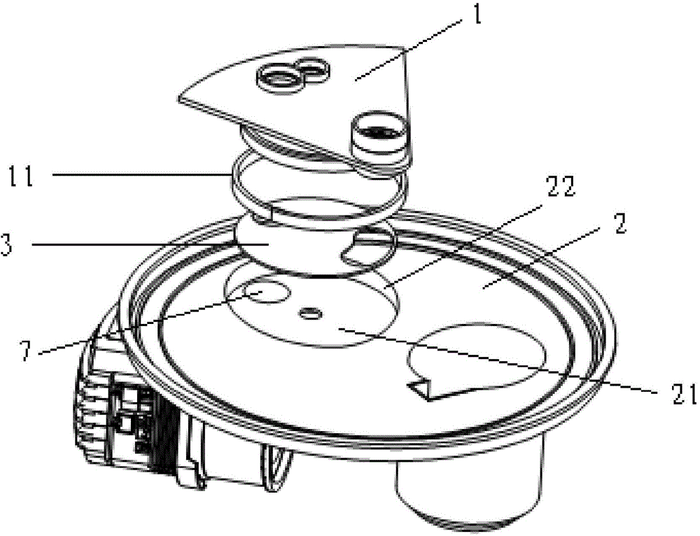 Shunt valve component and dish-washing machine