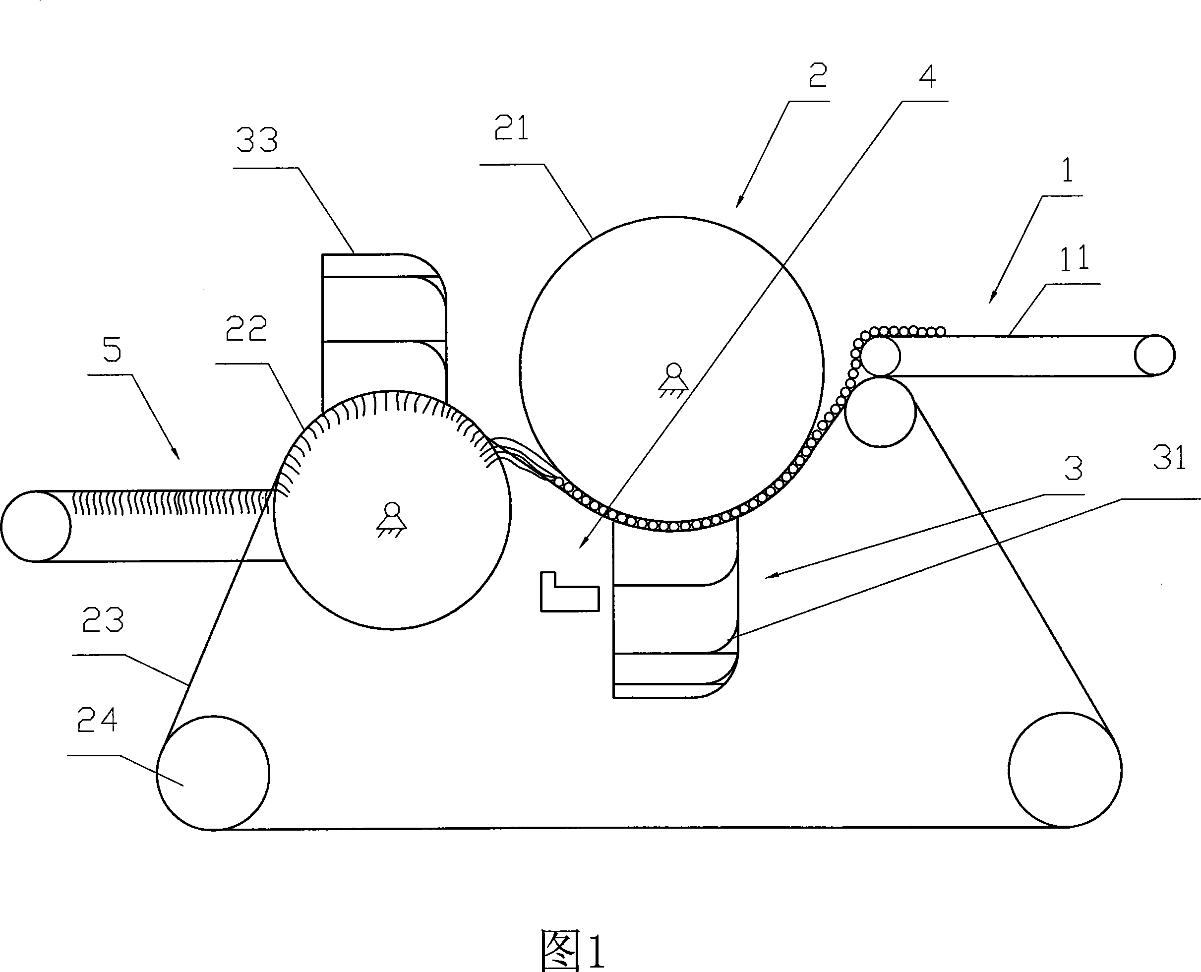 Ramie fibre decorticating method and transverse feeding type ramie raspador thereof