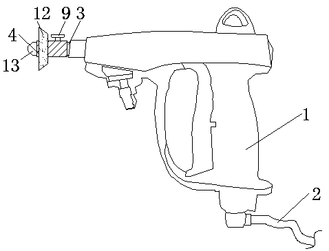 Handheld paint spraying device for production of electric vehicles
