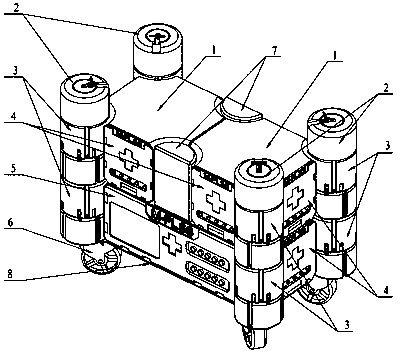 Modular combined type box for portable life support system and using method