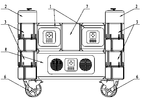 Modular combined type box for portable life support system and using method