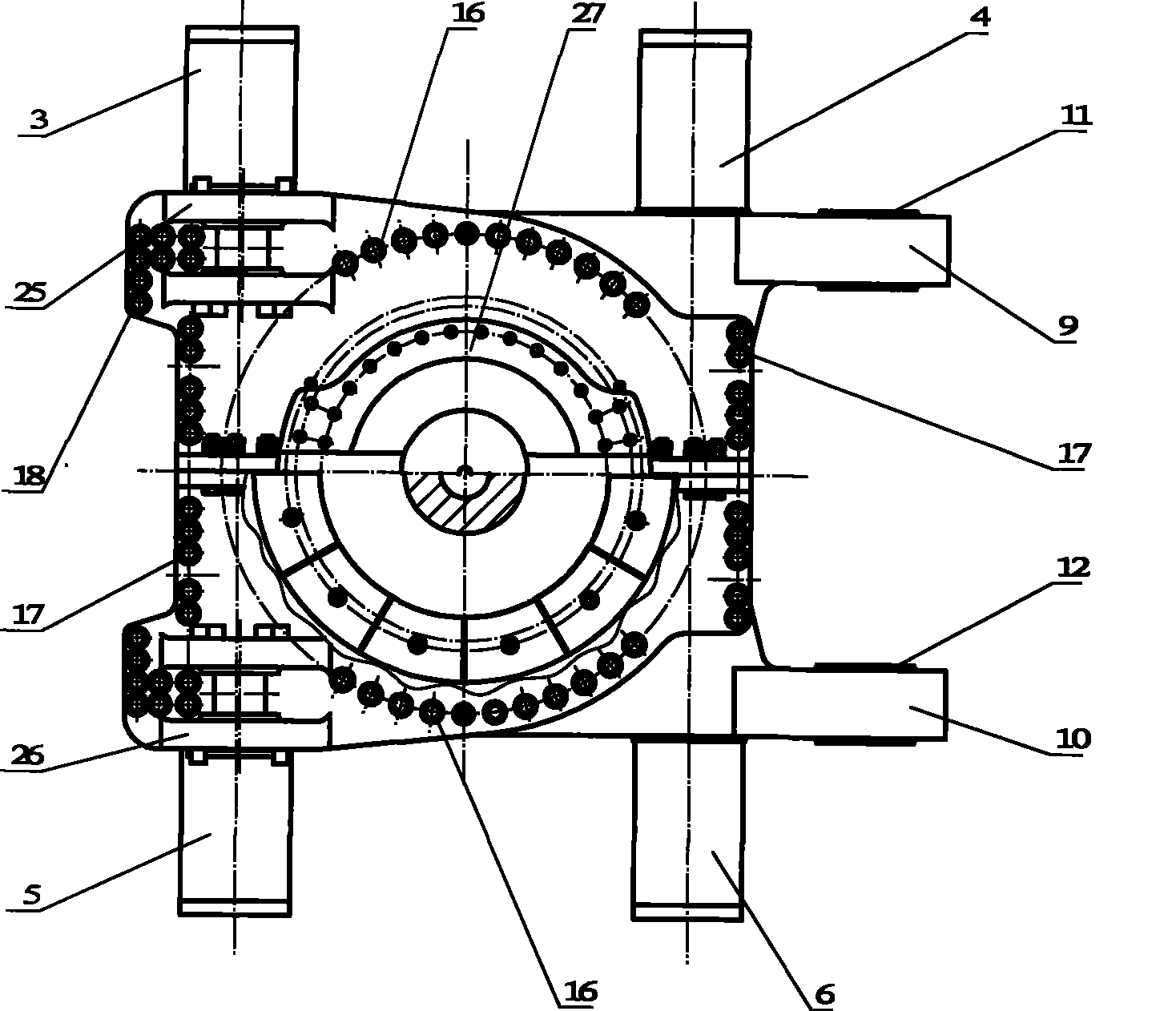 Rack-and-pinion type slewing equipment of coal-excavating development machine