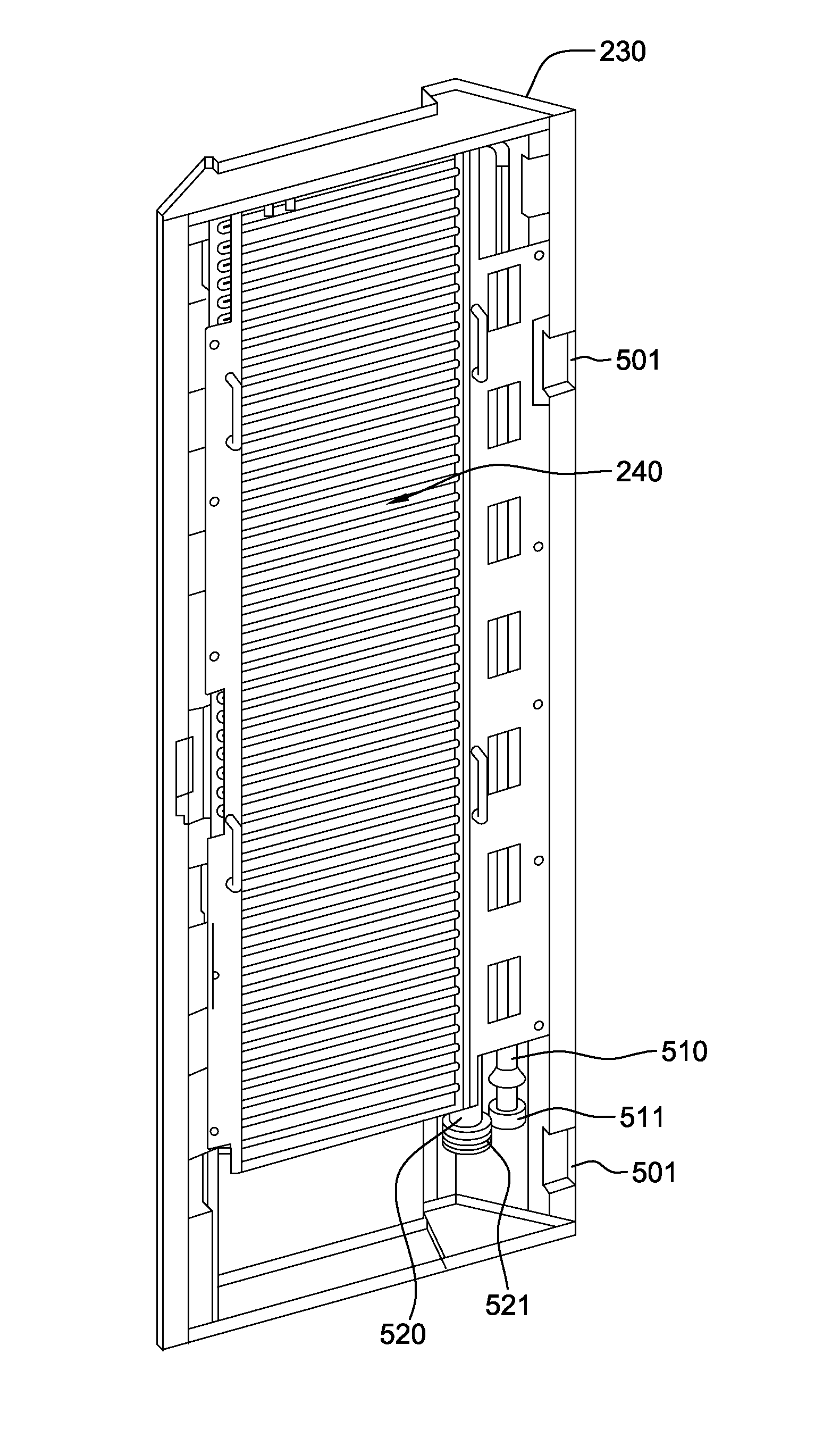 Air-cooling and vapor-condensing door assembly