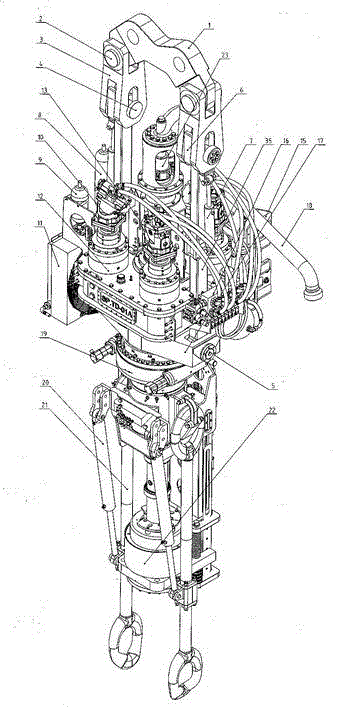 High-speed large-torque full-hydraulic top drive well-drilling device